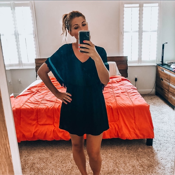 Alya Dresses & Skirts - Alya Black dress with fringe sleeves